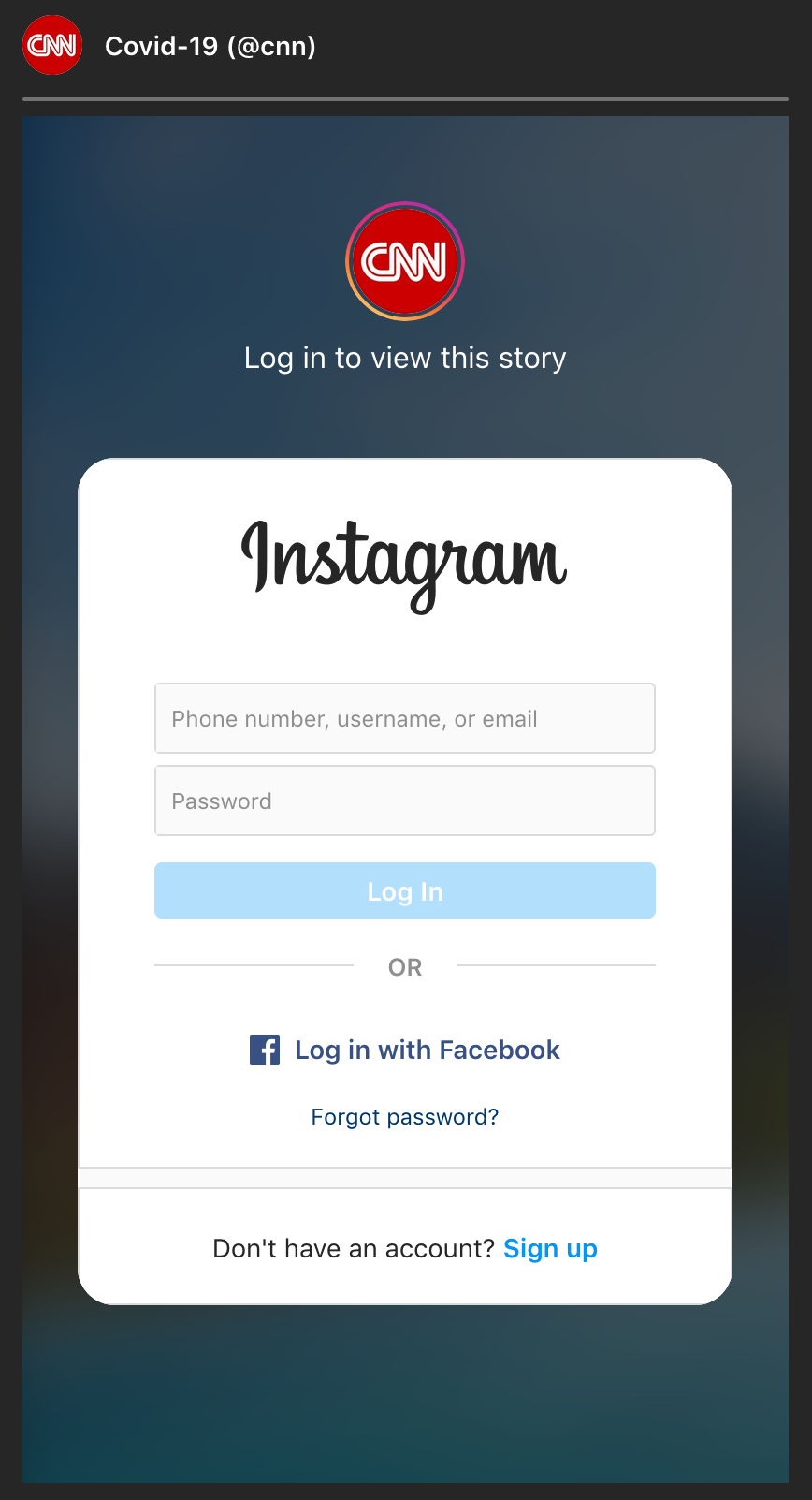 Instagram login